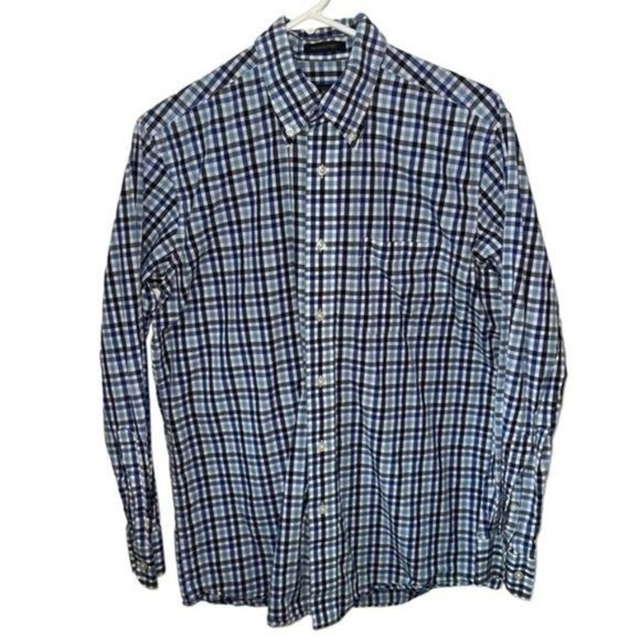 Pendleton Bridgeport Plaid Button-Down Blue & White 100% Cotton Shirt Mens Sz S - Picture 1 of 8